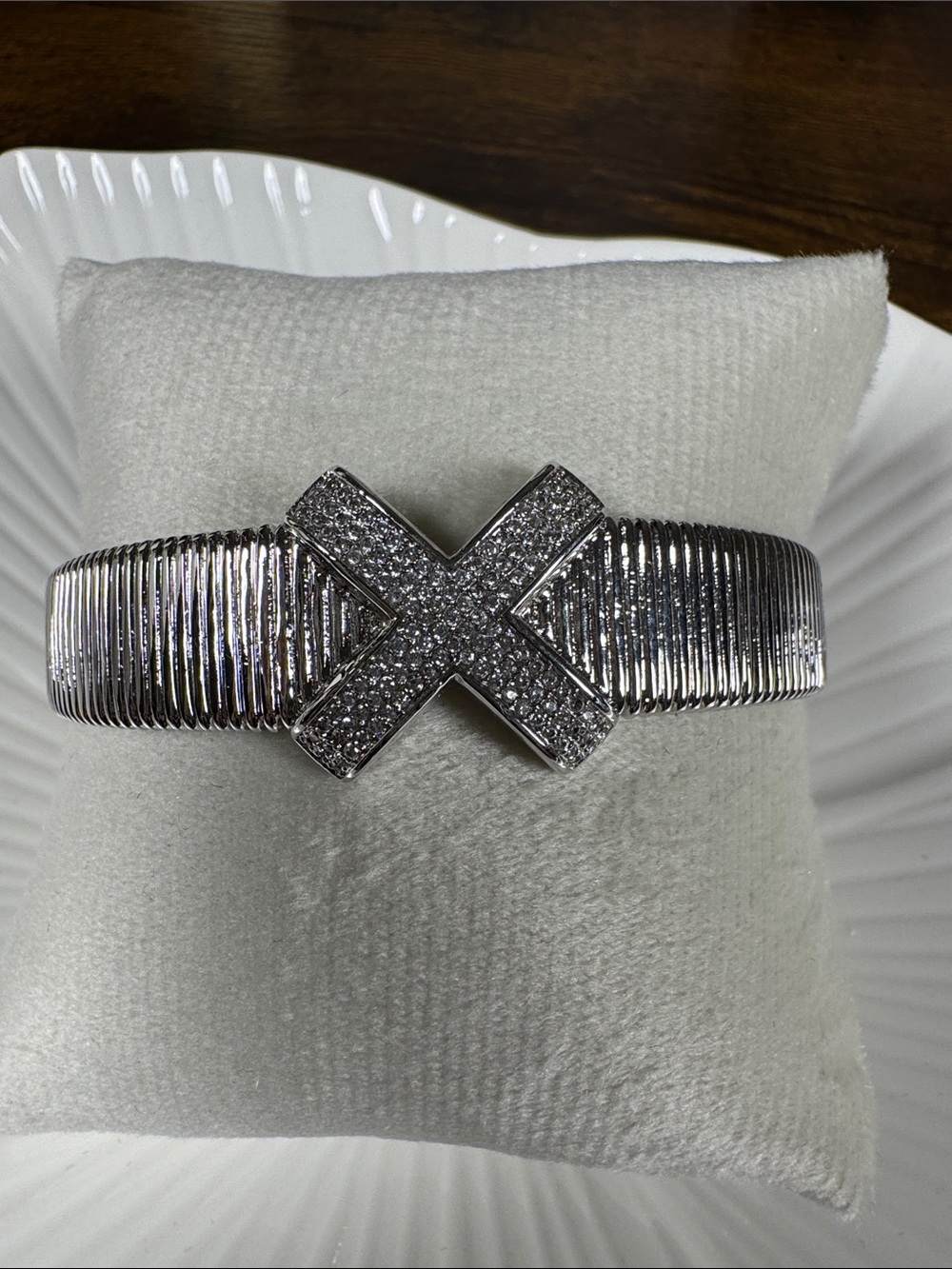 Silver Crystal X Cuff Bracelet - Women Accessories